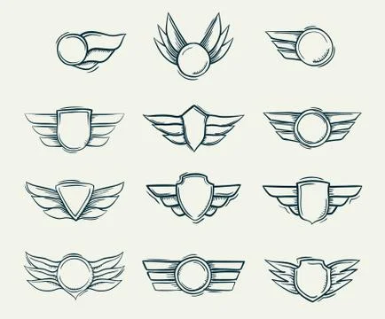 Shield with heraldry wings Stock Illustration