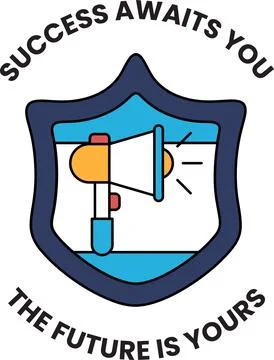 Shield holds megaphone, symbolizing bold proclamation Stock Illustration