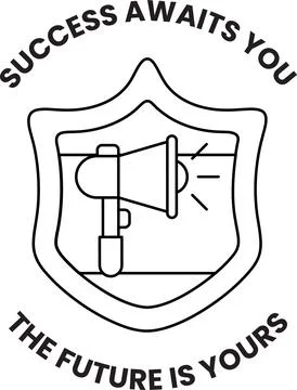 Shield holds megaphone, symbolizing bold proclamation Stock Illustration