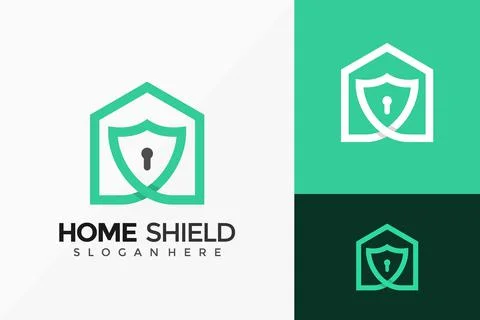 Shield Home Protect Logo Design. Modern Idea logos designs Vector illustratio Ilustración de archivo
