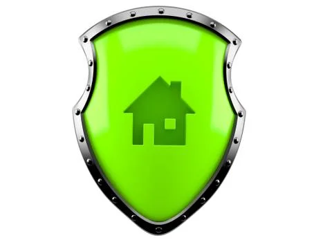 Shield with house icon Ilustración de archivo