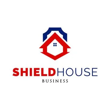 Shield House Icon Logo Design Template Stock Illustration