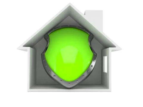 Shield with house Ilustración de archivo