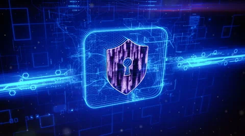 Shield icon on abstract blue background Stock Footage 63492299