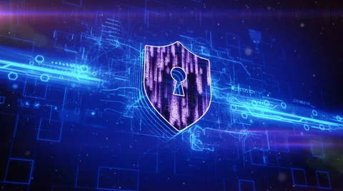 Shield icon on abstract blue background Stock Footage 63492355