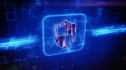 Shield icon on abstract blue background Stock Footage 63492367