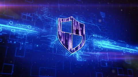 Shield icon on abstract blue background Stock Footage 63492477