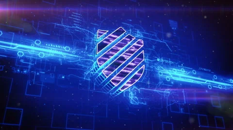 Shield icon on abstract blue background Stock Footage 63492607