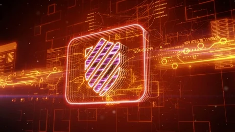 Shield icon on abstract orange background Stock Footage 72297107