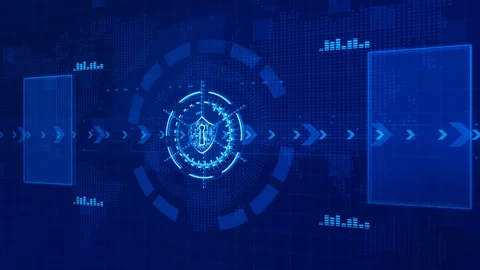 Shield Icon and Secure Network Communication, Technology network and cyber se Stock-Footage 103808384