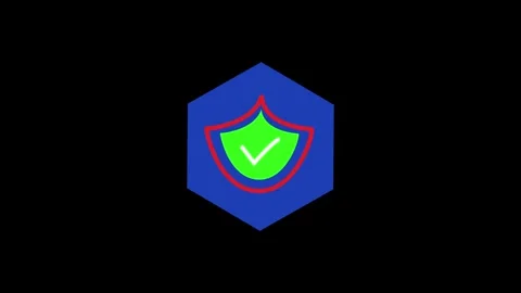 Shield icon animation with hexagonal design. Shield icon digital security a.. Stock Footage 337622040