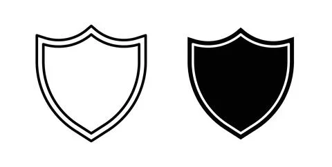 Shield icon in black and white. vector icon pack for websites Stock Illustration