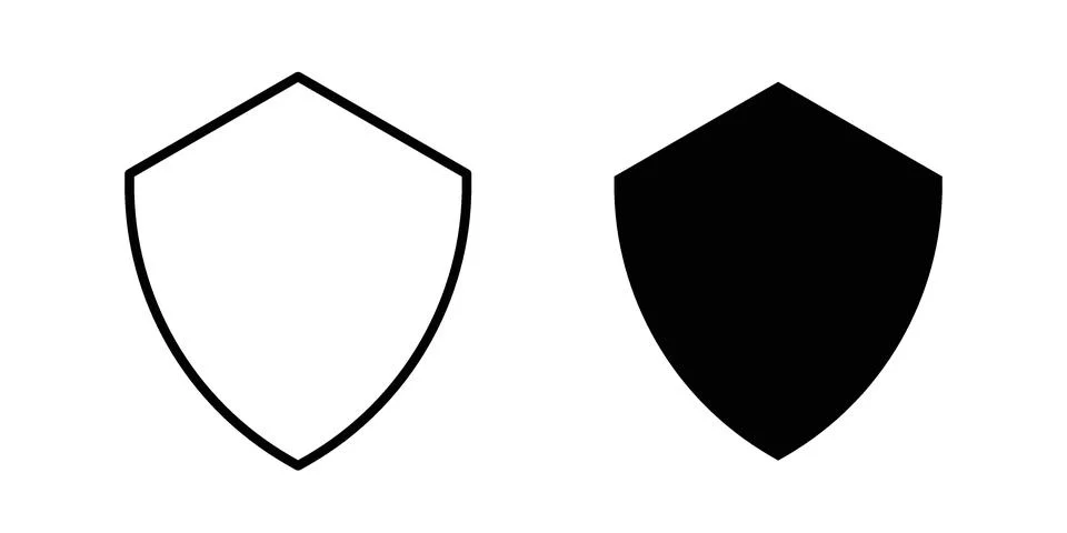 Shield icon black vector isolated on white Stock Illustration