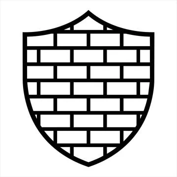 Shield icon with brick wall texture representing security and protection Stock Illustration