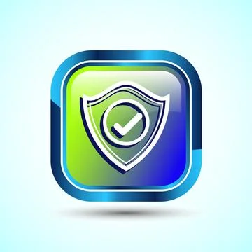 Shield Icon Button Design Illustration. Security, Protection Icon Illustrazione stock