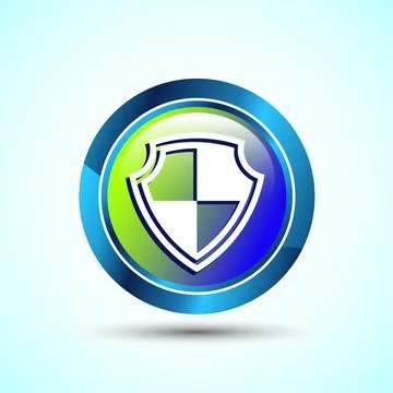 Shield Icon Button Design Illustration. Security, Protection Icon Stock Illustration