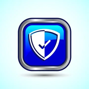 Shield Icon Button Design Illustration. Security, Protection Icon Stock Illustration