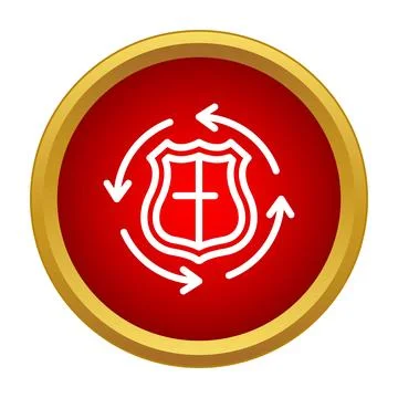 Shield icon with circular arrows showing security refresh process Illustrazione stock