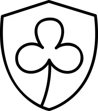 Shield icon with a clover leaf Ilustração Stock