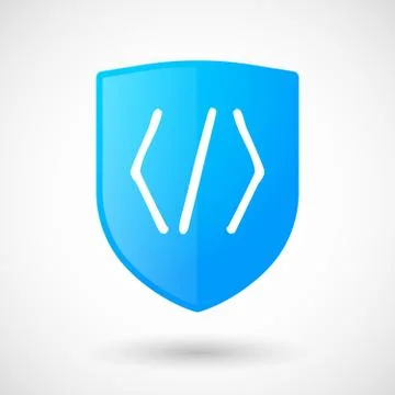 Shield icon with a code sign Illustrazione stock