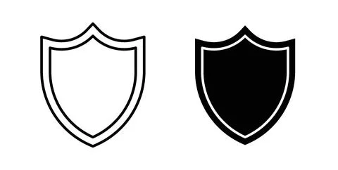Shield icon collection in black, Line icons, flat symbols Stock Illustration