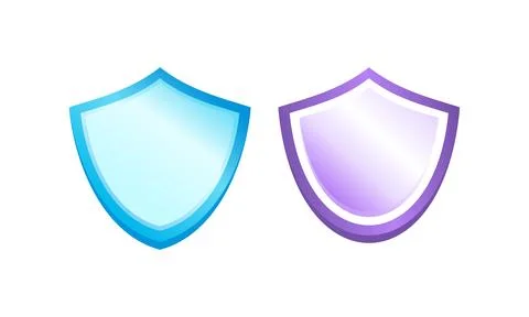 Shield Icon Collection with Blue and Purple Security Protection Symbol Set Stock Illustration