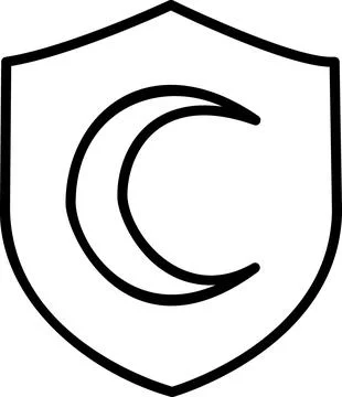 Shield icon with a crescent moon Illustrazione stock