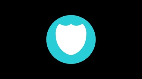 Shield icon cyan color simple shape circle animation black background Vídeo Stock 279098599