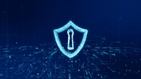 Shield Icon of Cyber Security, Digital Data Network Protection, Future Techno Stock Footage 118247396