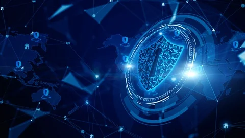 Shield Icon Cyber Security, Digital Data Network Protection, Future Technolog Stock-Footage 124586493