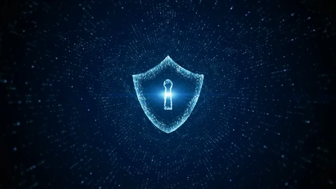 Shield Icon of cyber security. Digital data network protection. High-speed co Video stock 130086314