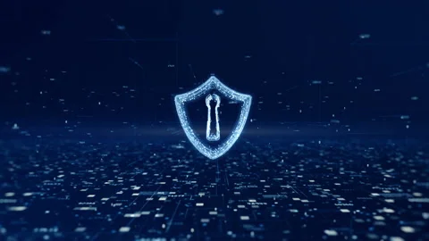 Shield Icon of Cyber Security, Digital Data Network Protection, Future Techno Vídeo Stock 133096974