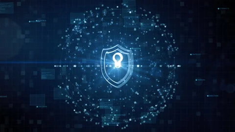 Shield Icon of Cyber Security. Digital Data Network Protection. High speed co Video stock 135294125
