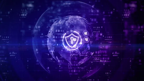 Shield Icon of Cyber Security Digital Data, Digital Data Network Protection, Stock Footage 146051814
