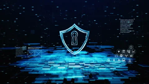 Shield Icon of Cyber Security. Digital data Network Protection. Network Conne Stock Footage 155953639