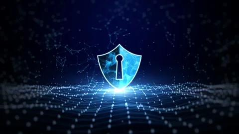 Shield Icon Cyber Security, Digital Data Network Protection Stock Footage 201525612
