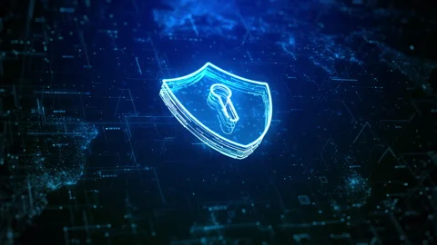 Shield Icon Cyber Security, Digital Data Network Protection Stock Footage 217651283