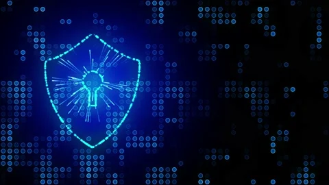 Shield Icon Of Cyber Security, Digital Data Network Protection, Future Stock Footage 221712400