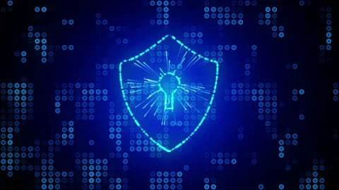 Shield Icon Of Cyber Security, Digital Data Network Protection, Future Stock Footage 221712449