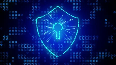 Shield Icon Of Cyber Security, Digital Data Network Protection, Future Stock Footage 221712463