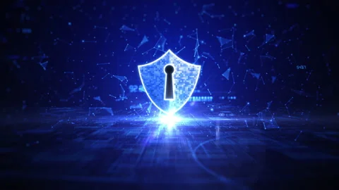 Shield Icon Cyber Security, Digital Data Network Protection, Protection Stock Footage 238716811