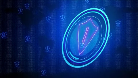 Shield icon cyber security, digital data network protection, Future tech. Stock Footage 313129992