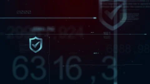 Shield Icon Cyber Security, Digital Data Network Protection, Future Technology Stock Illustration