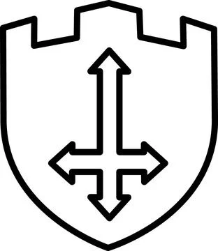 Shield icon with double direction arrows Stock Illustration