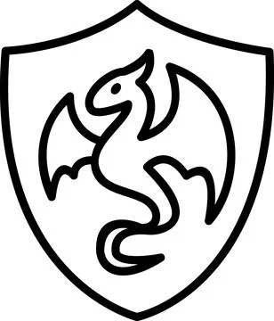Shield icon with a dragon monster Stock Illustration