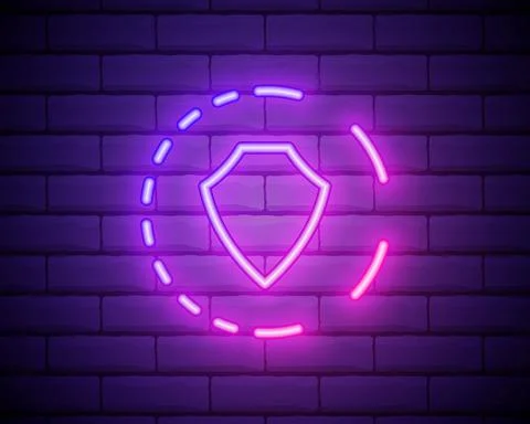 Shield icon. Elements of web in neon style icons. Simple icon for websites, w Stock Illustration