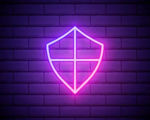 Shield icon. Elements of web in neon style icons. Simple icon for websites, w Stock Illustration