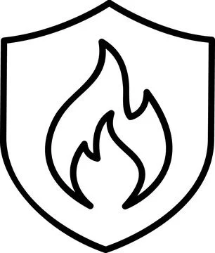 Shield icon with a fire flame 스톡 일러스트