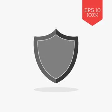 Shield icon. Flat design gray color symbol. Modern UI web navigation, sign. Illustrazione stock