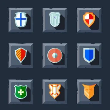 Shield icon flat Stock Illustration